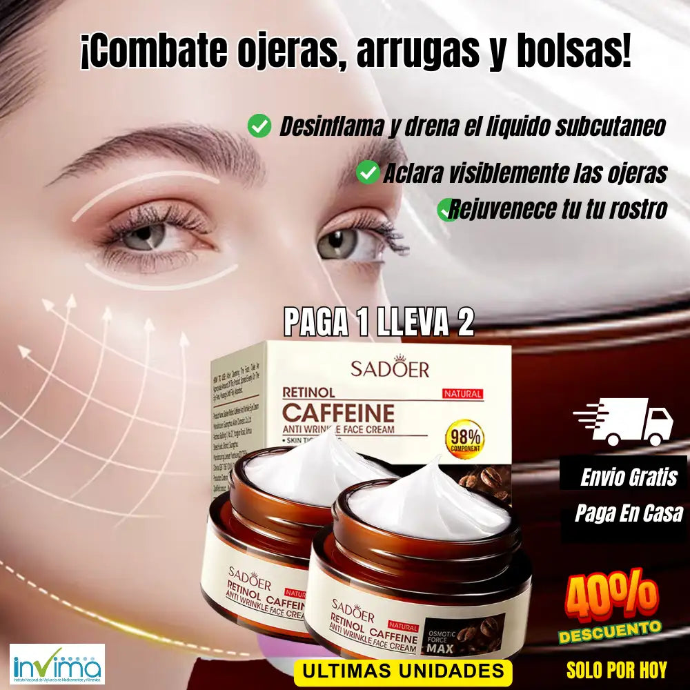 Coffe Eyes® Crema de cafeína - Mirada Fresca Joven y Descansada