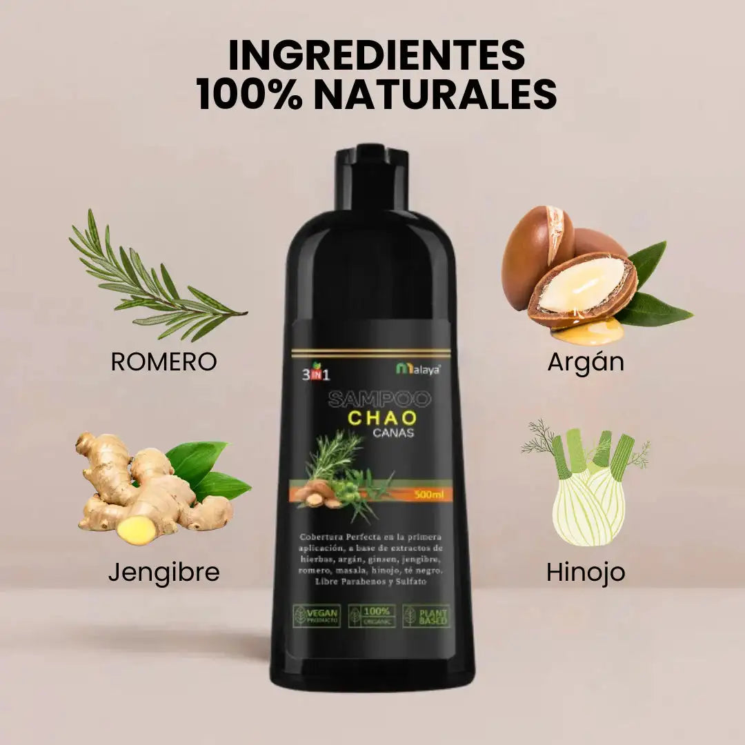 Chao Canas  Shampo 🧅: Recupera el color natural de tu cabello en minutos y previene la caida 🌿