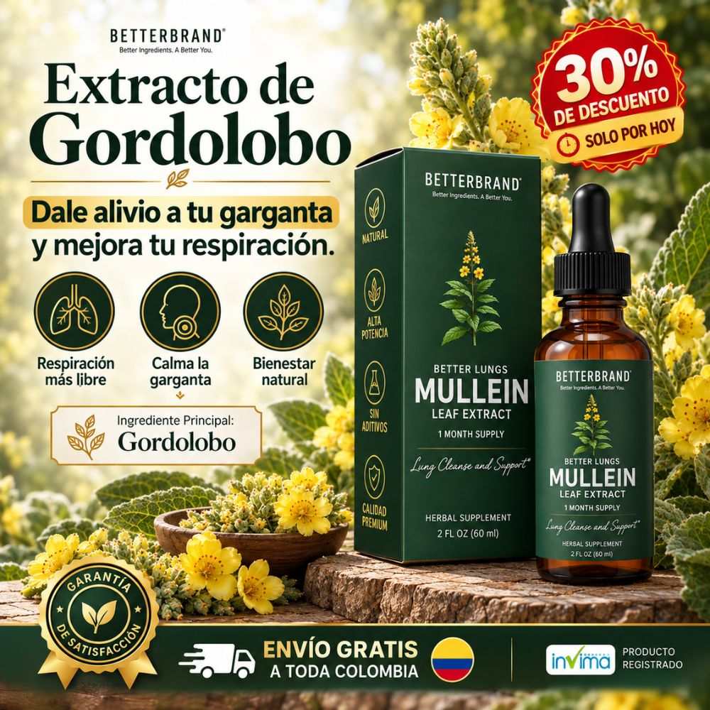 Mullein - Extracto de Gordolobo para limpieza de pulmones y garganta