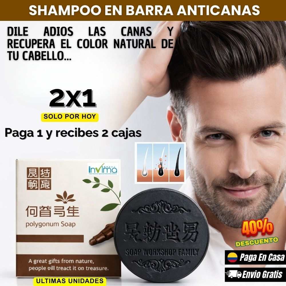 Polygonum Soap®🫚Shampoo en barra Anticanas: Paga 1 y Lleva 2 ¡Super Oferta SOLO POR HOY🚀40% de Descuento!