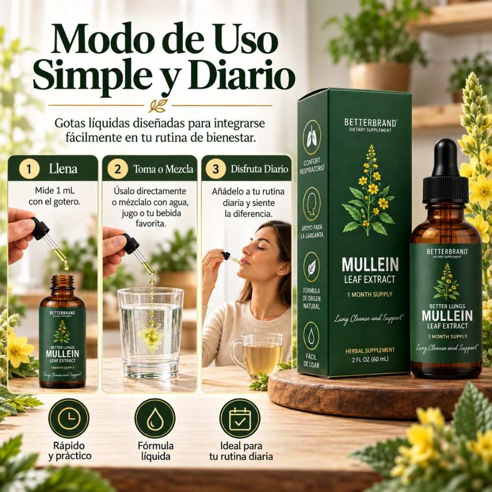 Mullein - Extracto de Gordolobo para limpieza de pulmones y garganta