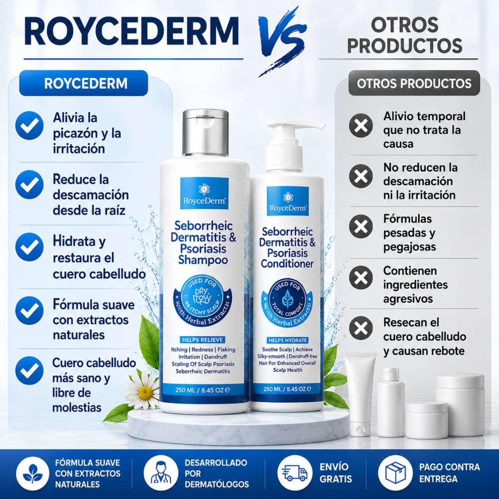 Combo Bioregenerativo de cuero cabelludo Roycederm Shampoo + Acondicionadora - Solo por hoy 30% de Descuento 🚀