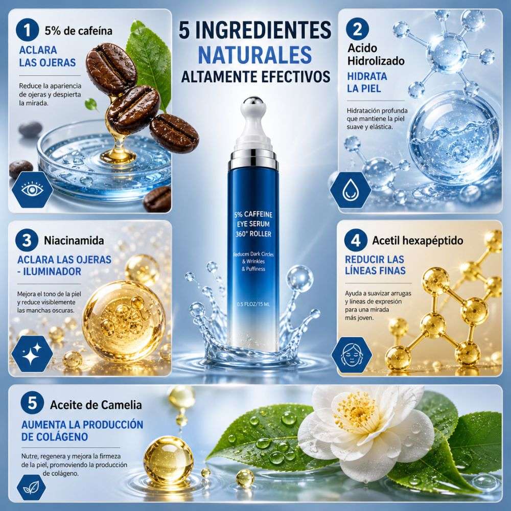 EyeLift® Serum de Cafeína 🫘– Recupera tu mirada y vuelve a darle vida tu rostro 👁️❄️ Solo por hoy 40% 🚀