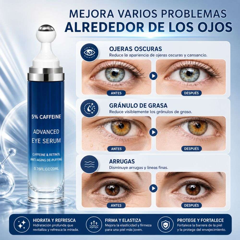 EyeLift® Serum de Cafeína 🫘– Recupera tu mirada y vuelve a darle vida tu rostro 👁️❄️ Solo por hoy 40% 🚀