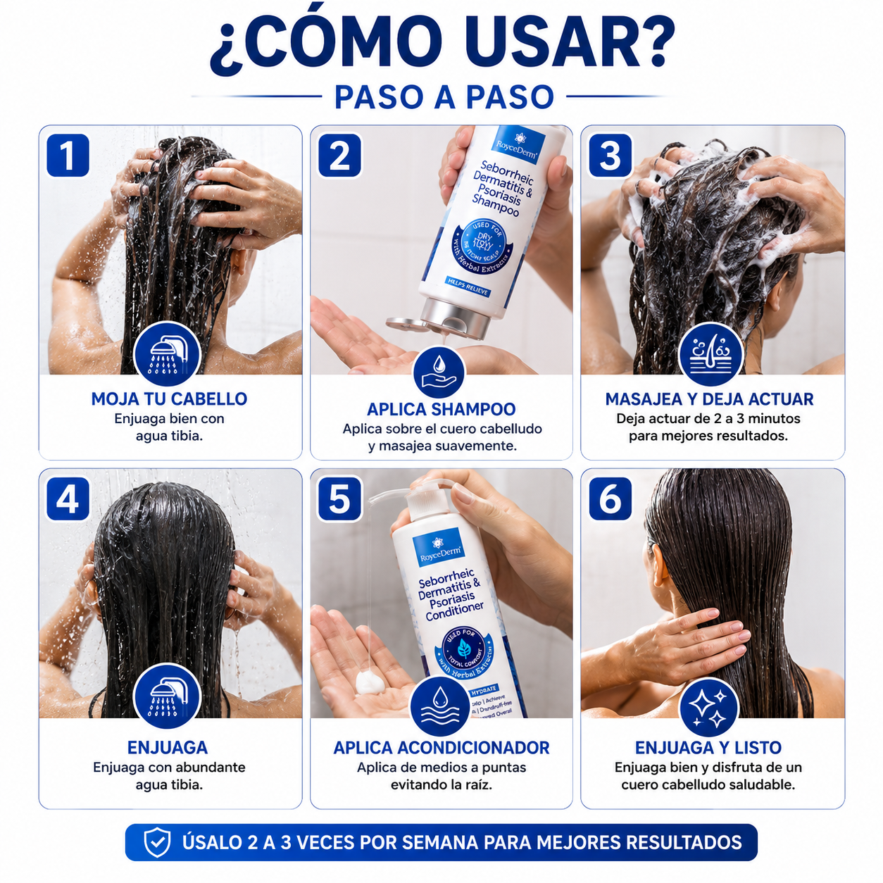 Combo Bioregenerativo de cuero cabelludo Roycederm Shampoo + Acondicionadora - Solo por hoy 30% de Descuento 🚀