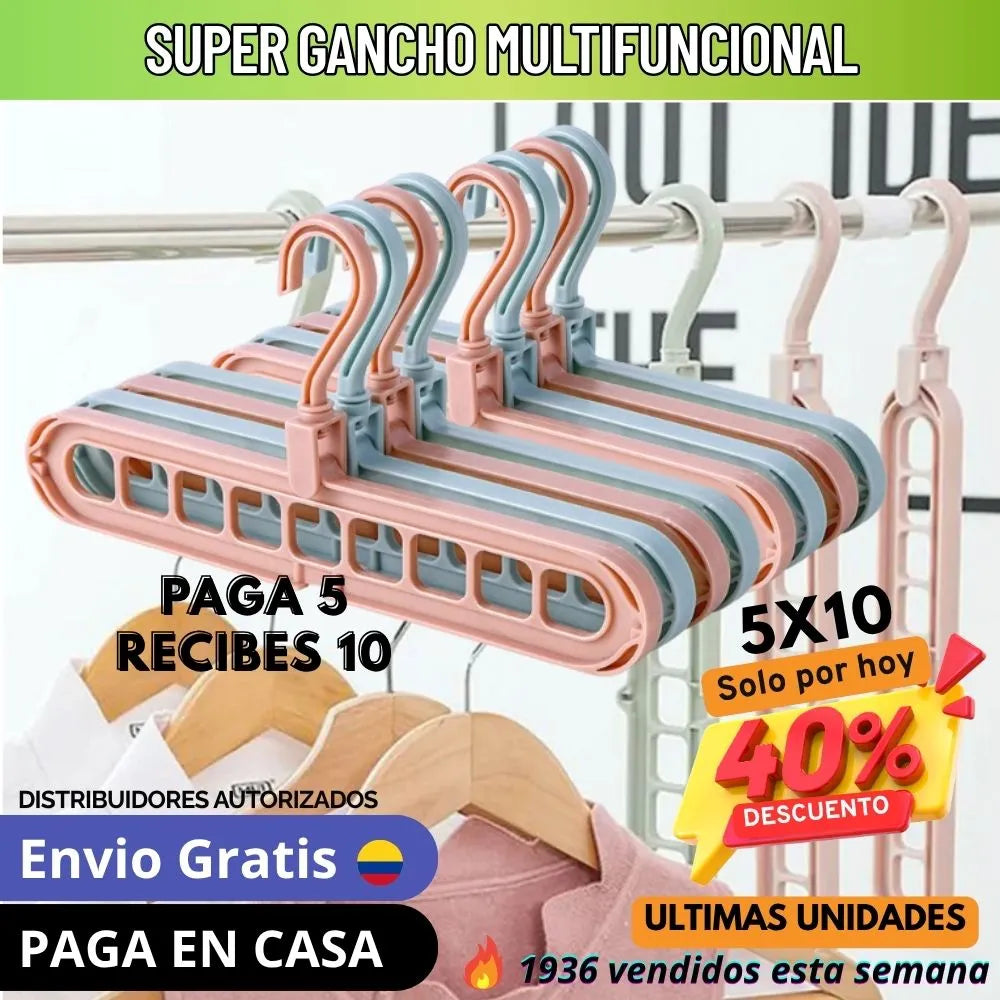 Gancho Multifuncional🥼X10 Unidades: Mas espacio, mas ahorro (Paga 5 Lleva 10)
