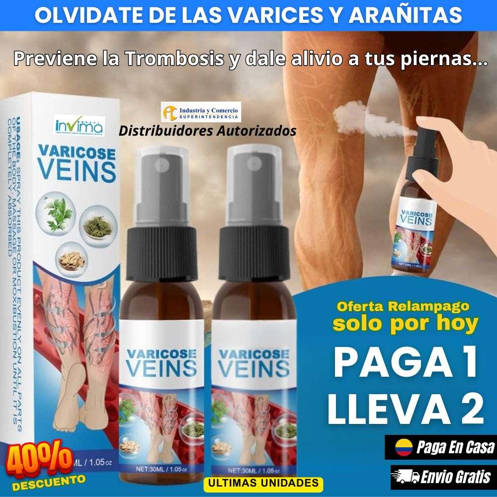 Spray Varicoce Veins® : Piernas mas sanas, Pasos mas firmes 🦵Paga 1 y Lleva 2 ¡Super Oferta SOLO POR HOY 🚀 40% de Descuento!