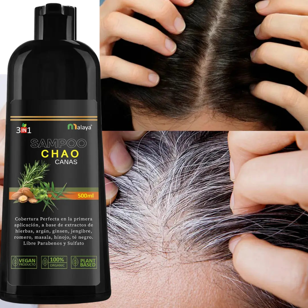 Chao Canas  Shampo 🧅: Recupera el color natural de tu cabello en minutos y previene la caida 🌿
